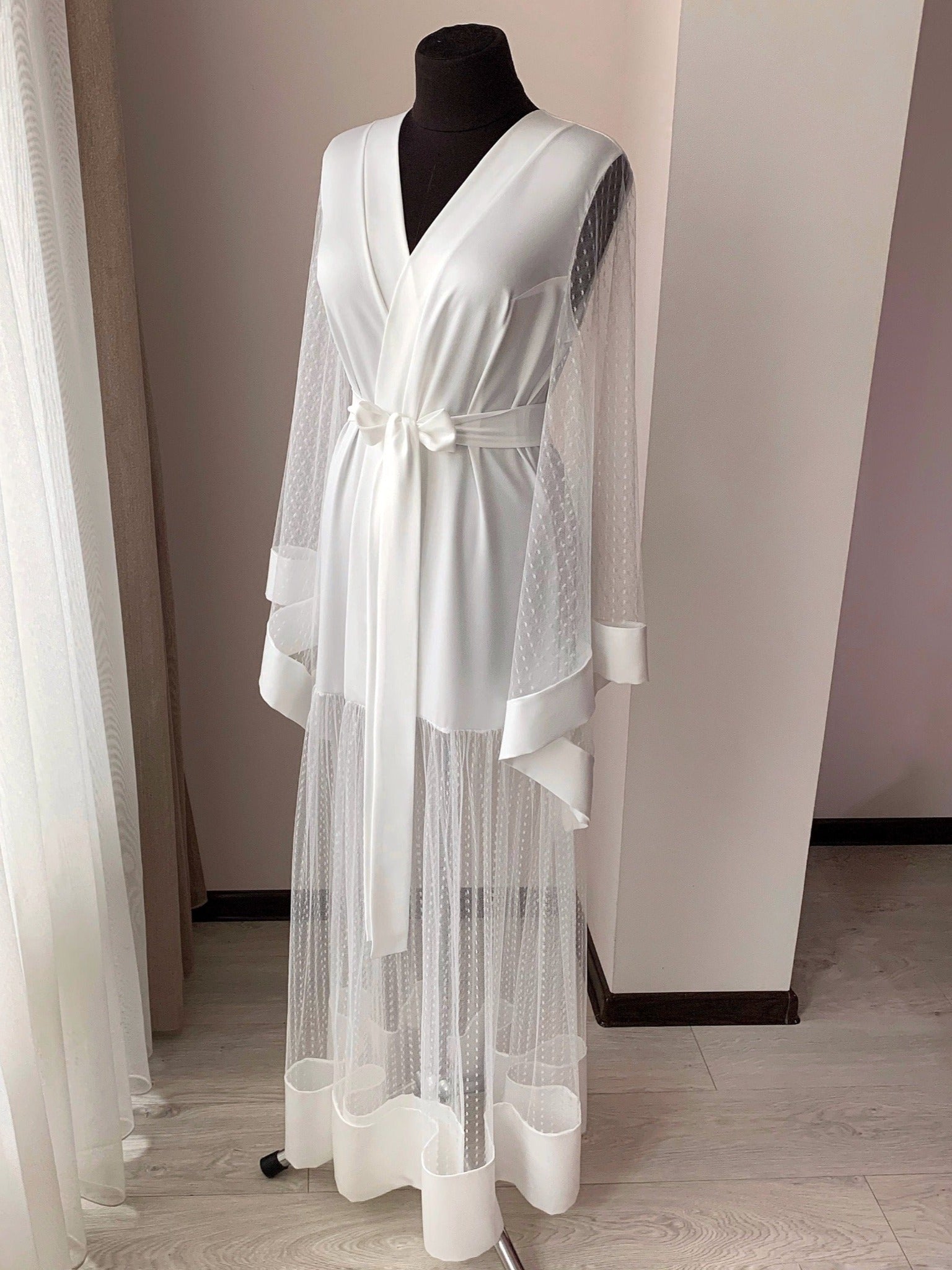 Wedding robe for bride Ivory White ...